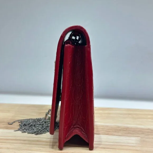 Yves Saint Laurent Red Crocodile Leather Kate Chain Shoulder Bag Crossbody - Picture 2 of 6